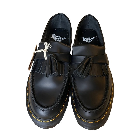 NWT Dr. Martens Adrian Quad Leather Platform Tassel Loafers Black Smooth W7 / M6 - Picture 11 of 13